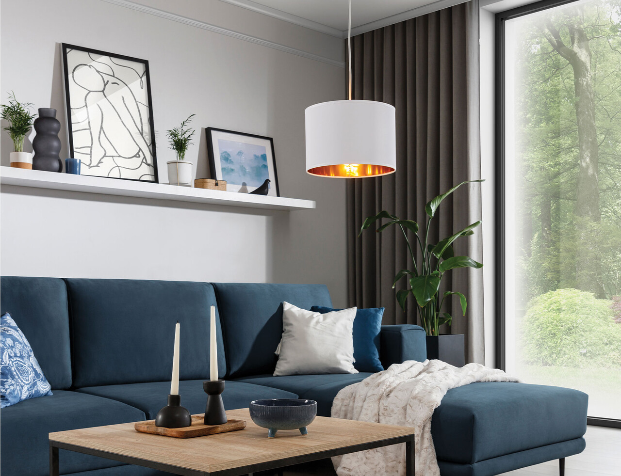 Lustra ELTAP, Vespillo, 25x110 cm, 1xE27, 15W, otel/PVC, alb/auriu - imagine 6